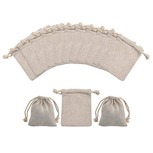 calary 50pcs Double Canvas Drawstring Gift Bag Cotton Pouch Gift Sachet Bags Muslin Bag Reusable Tea Bag 5x7 Inch - Image 1
