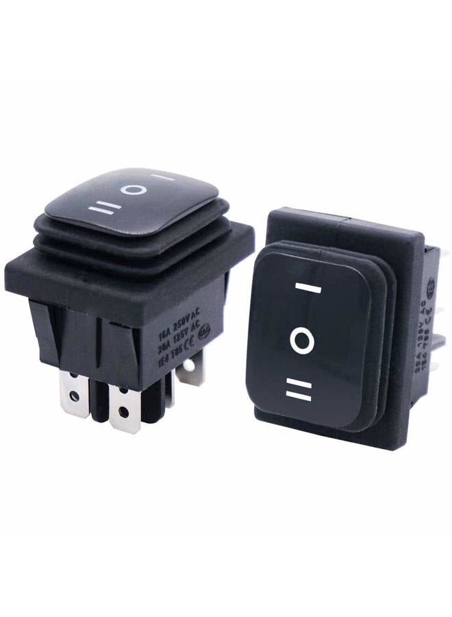 Twidec /2Pcs Waterproof 16A 250V 20A 125V AC 6 Pins 3 Position ON/Off/ON DPST Rocker Toggle Switch Boat Or Car Black KCD4-203N-BK - Image 1