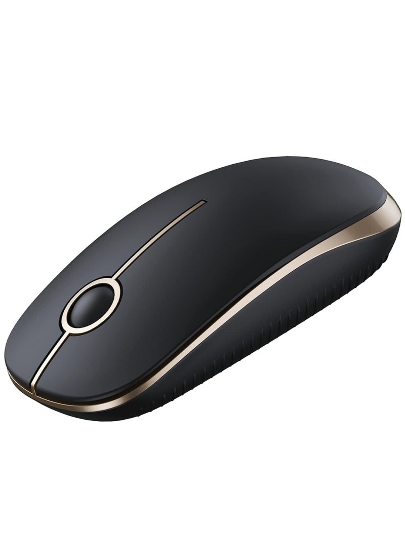 general Wireless Mouse, 2.4G Slim Portable Computer Mouse with Nano Receiver Quiet Silent Optical Laptop Mouse for Notebook, PC, Laptop, Computer-Black and Gold - Image 2