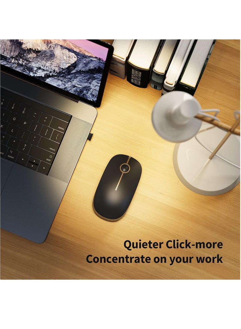 general Wireless Mouse, 2.4G Slim Portable Computer Mouse with Nano Receiver Quiet Silent Optical Laptop Mouse for Notebook, PC, Laptop, Computer-Black and Gold - Image 5