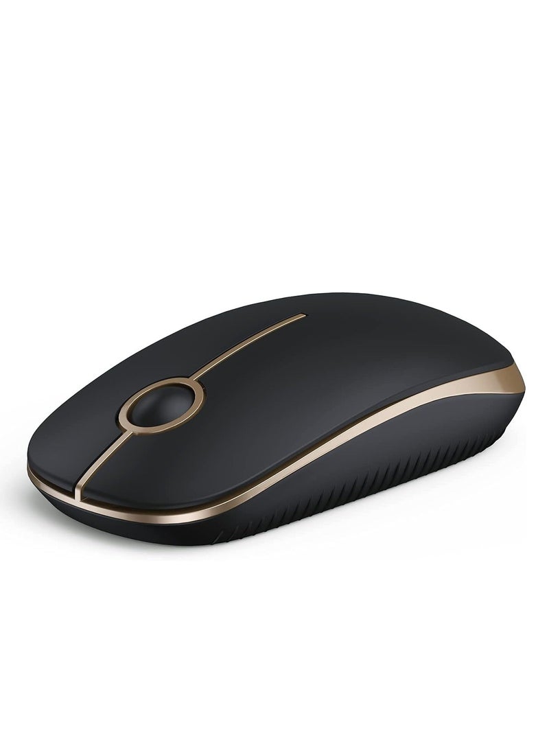 general Wireless Mouse, 2.4G Slim Portable Computer Mouse with Nano Receiver Quiet Silent Optical Laptop Mouse for Notebook, PC, Laptop, Computer-Black and Gold - Image 1