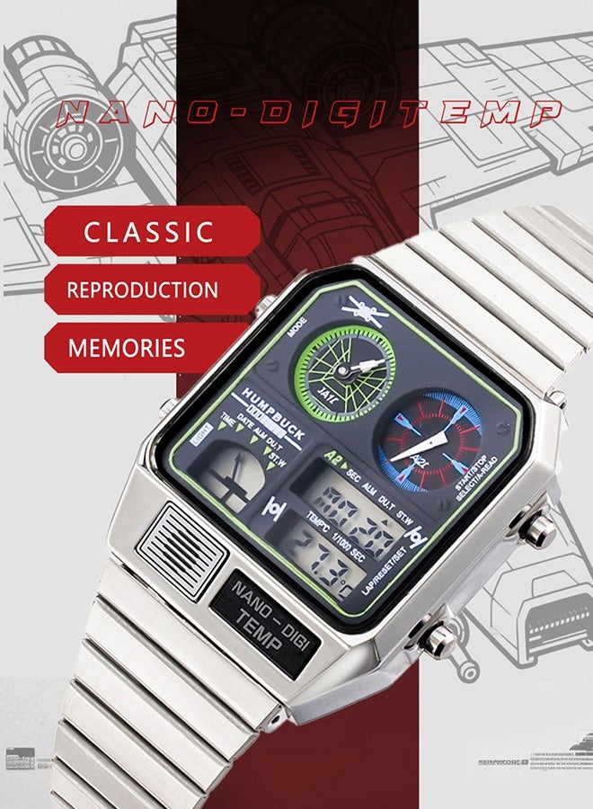 HUMPBUCK Watch Classic Design Dual Display Watch with 1/1000 Second Chronograph and Perpetual Calendar Men's Sport Watch - Image 3