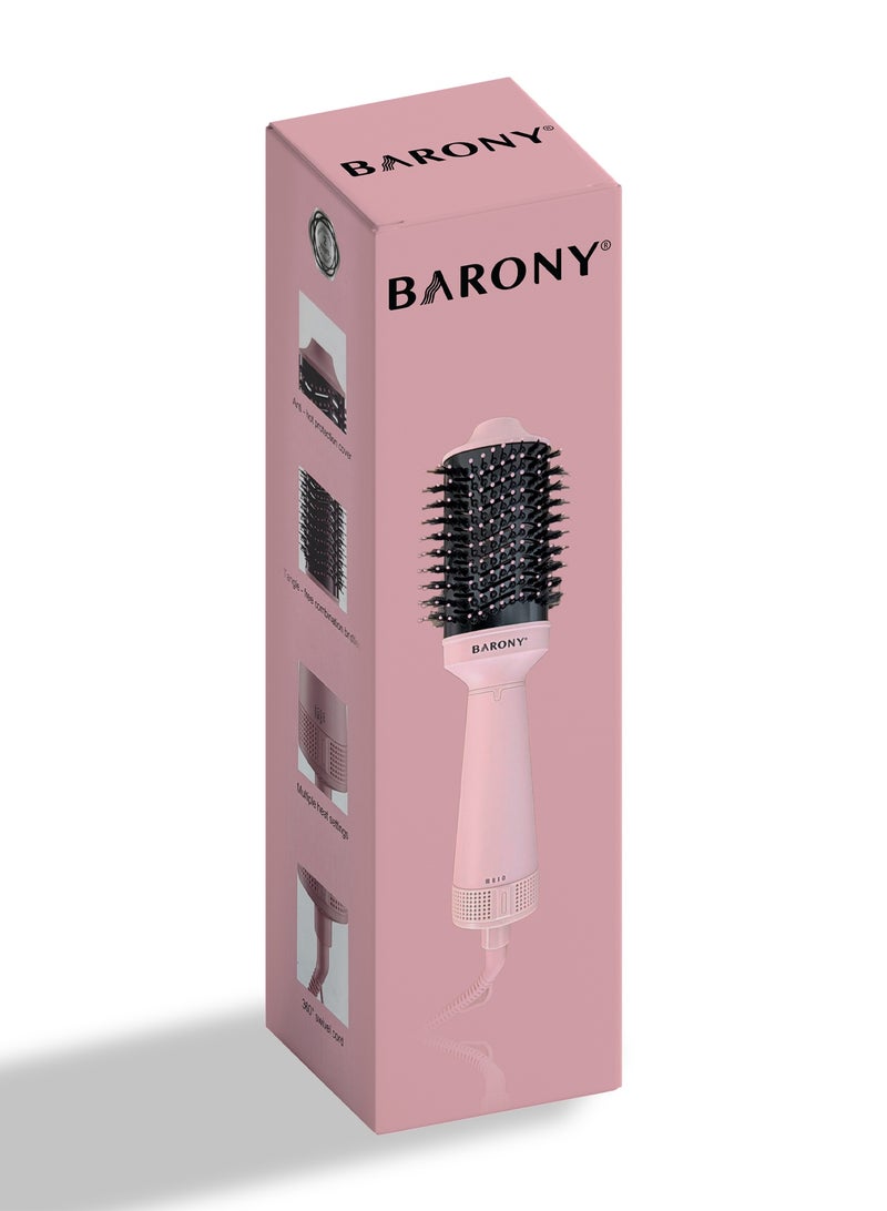 BARONY Hair Styler, Volumizer, Hair Dryer & Hot Air Brush – Pink - Image 2
