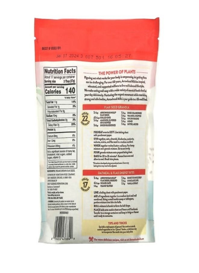 Arrowhead Mills - Organic Flax Seeds Gluten Free 1 lb 453 g - Image 1
