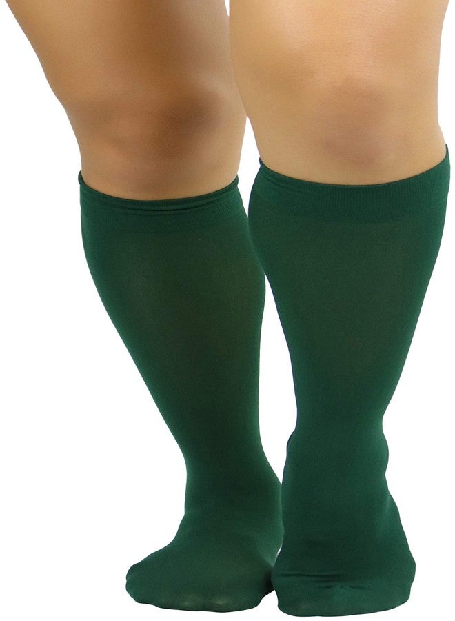ToBeInStyle Women's Fashion Opaque Nylon Knee High Socks - Huntergreen - One Size - Image 4