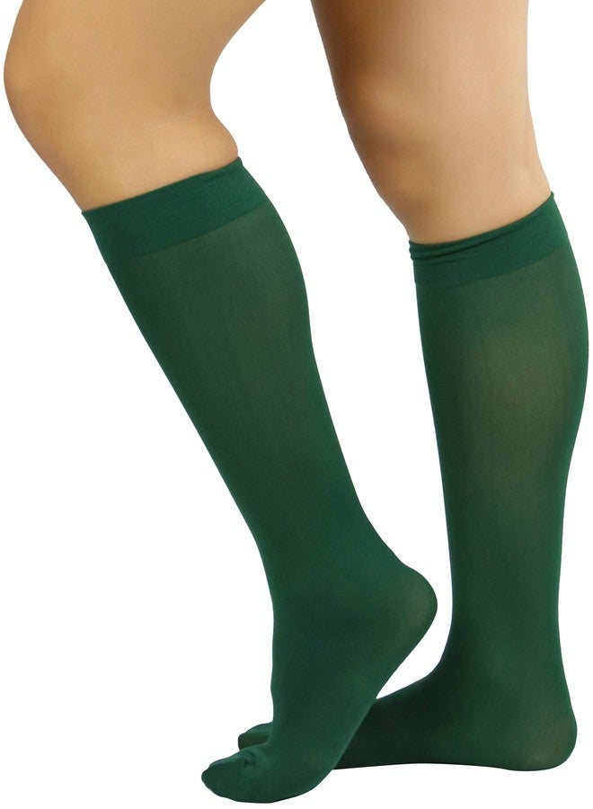 ToBeInStyle Women's Fashion Opaque Nylon Knee High Socks - Huntergreen - One Size - Image 3