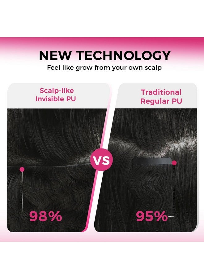 لاشي وصلات شعر Invisi Edge Clip In، 7 قطع 110 جرام 16 بوصة وصلات شعر طبيعية سوداء بدون درزات، شعر بشري مموج، شعر بشري ريمي حقيقي - Image 4