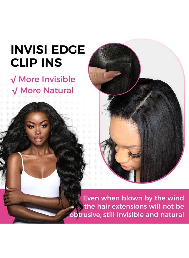 لاشي وصلات شعر Invisi Edge Clip In، 7 قطع 110 جرام 16 بوصة وصلات شعر طبيعية سوداء بدون درزات، شعر بشري مموج، شعر بشري ريمي حقيقي - Image 3