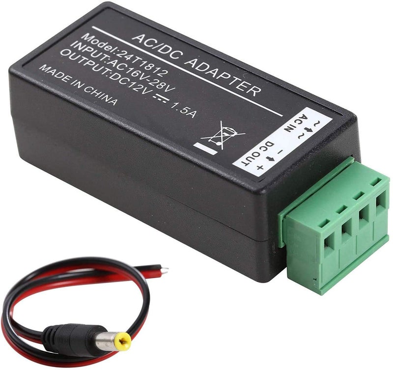 UHPPOTE AC to DC Step Down Convertor 24VAC to 12VDC 1.5Amp Power Adapter for Surveillance CCTV Camera Security System - Image 5