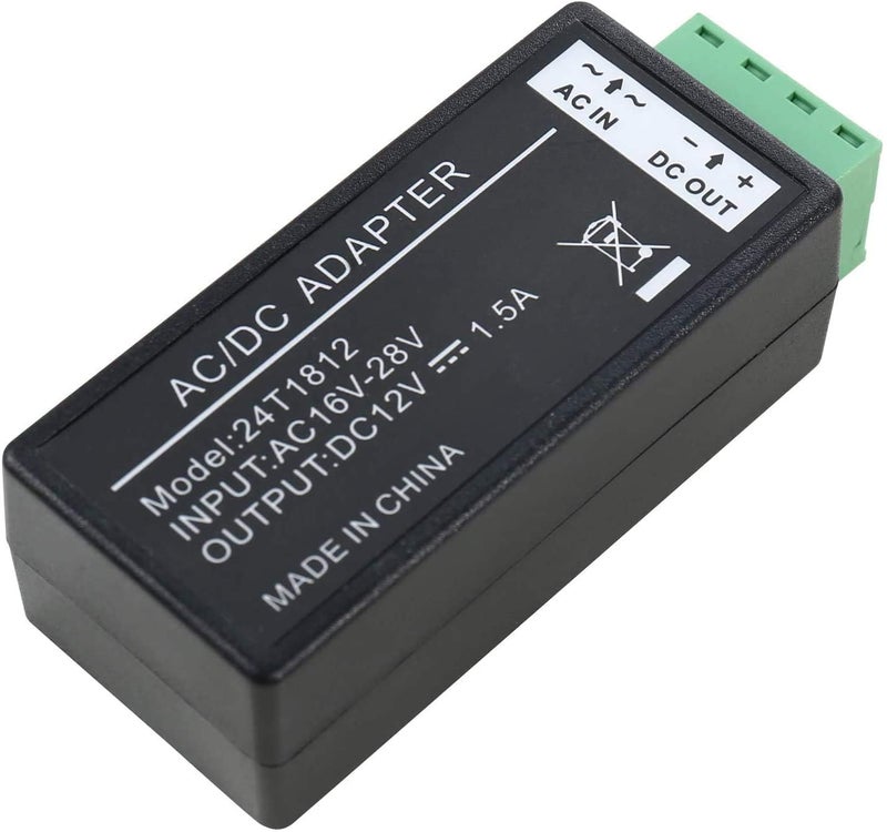 UHPPOTE AC to DC Step Down Convertor 24VAC to 12VDC 1.5Amp Power Adapter for Surveillance CCTV Camera Security System - Image 4
