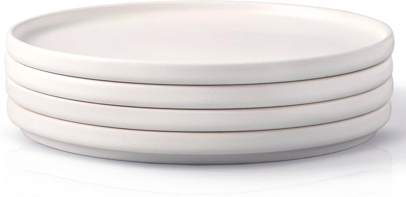 AmorArc Stoneware Dinner Plates Set of 4 105 Inch Reactive Matte Glaze Ceramic Plates Set Modern Dinnerware Dish set for Kitchen Microwave Dishwasher Safe Scratch Resistant Matte White