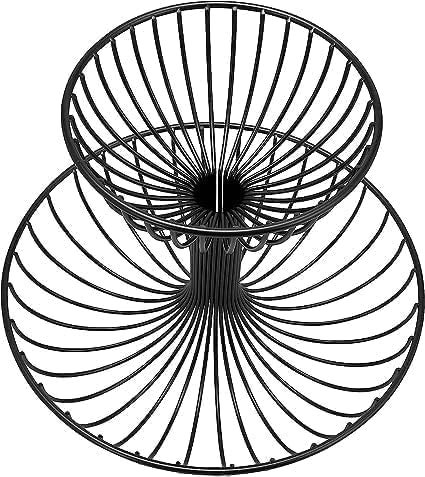 YORWAN 2 Tier Metal Fruit Basket, Wire Fruit Bowl or Produce Holder, Double Layer Stand for Storing & Organizing Vegetables, Countertop for Kitchen Dining Table_Black - Image 4
