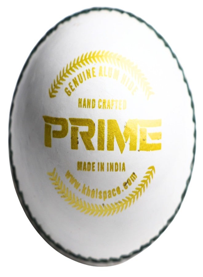 KHELSPACE KS Prime White Leather Cricket Ball for Practice & Training - Entry-Level, Hand-Stitched, Durable Core, Ideal for Nets, Coaching & School Matches - Image 2