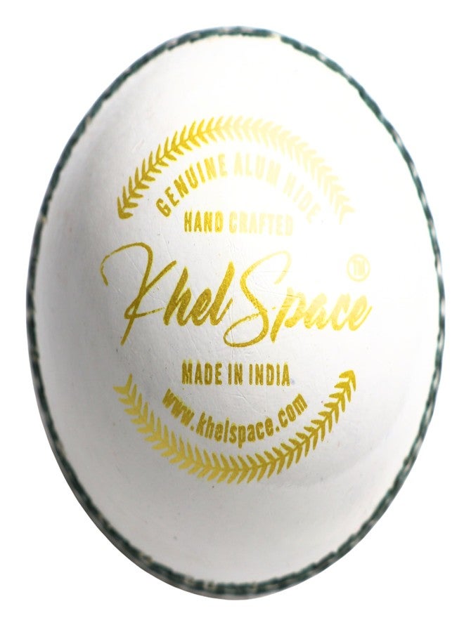 KHELSPACE KS Prime White Leather Cricket Ball for Practice & Training - Entry-Level, Hand-Stitched, Durable Core, Ideal for Nets, Coaching & School Matches - Image 3