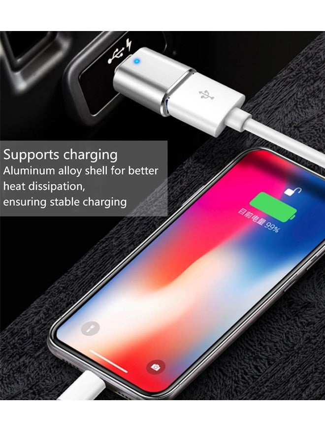 عبوة من 2 محول USB C ذكر إلى USB 3.0 أنثى، محول USB-C إلى USB-A للشحن ونقل البيانات بسرعة 5 جيجابت في الثانية وOTG - فضي - Image 3