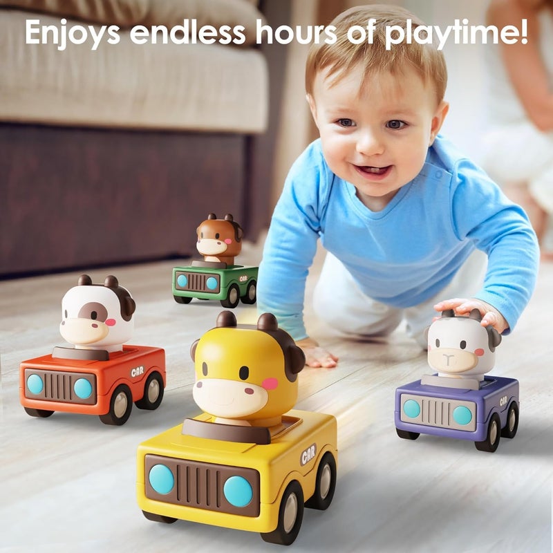SCIENISH 4 Pack Animal Monster Truck Toys for Toddlers - Push and Go Educational Cars - Image 5