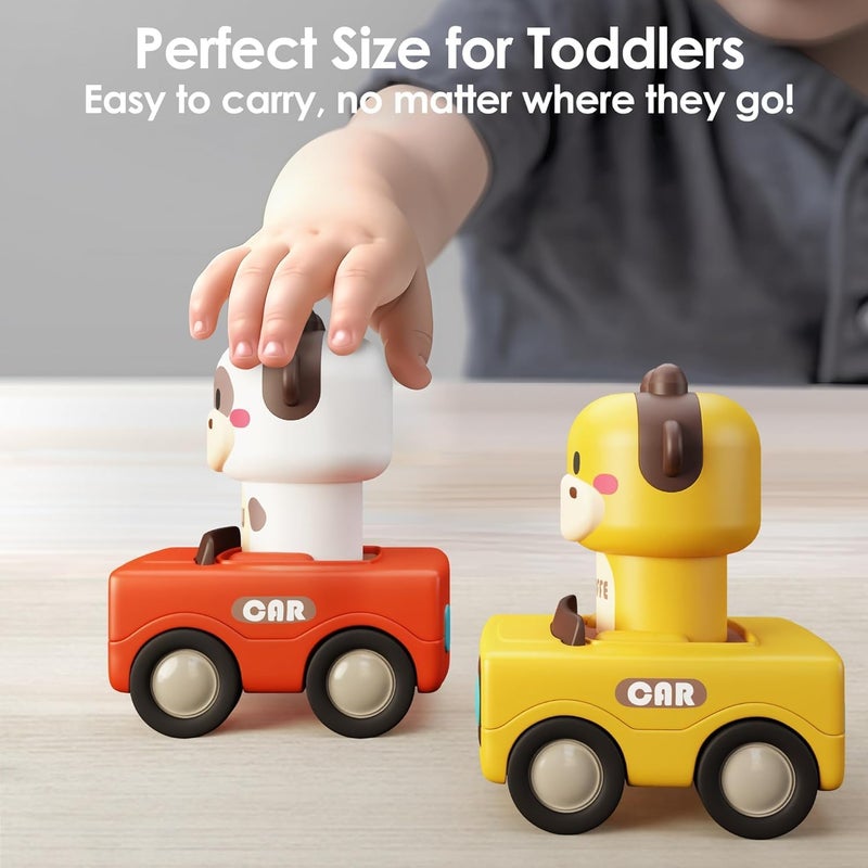 SCIENISH 4 Pack Animal Monster Truck Toys for Toddlers - Push and Go Educational Cars - Image 3
