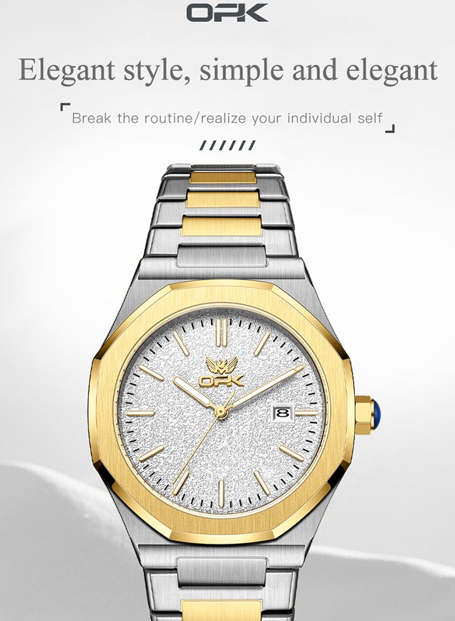 OPK Men's Octagonal Steel Band Men's Watch Form Calendar Luminous Quartz Watch 6046 - Image 2