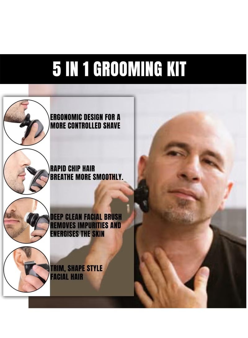 ماكينات قطع الرأس للرجال الأصلع، 5 في 1 شرار كهربائي مع بطارية قابلة لإعادة الشحن، كاسحة شعر، شماعة سفر محمولة، هدية فكرة للرجال (ذهبية) - Image 5