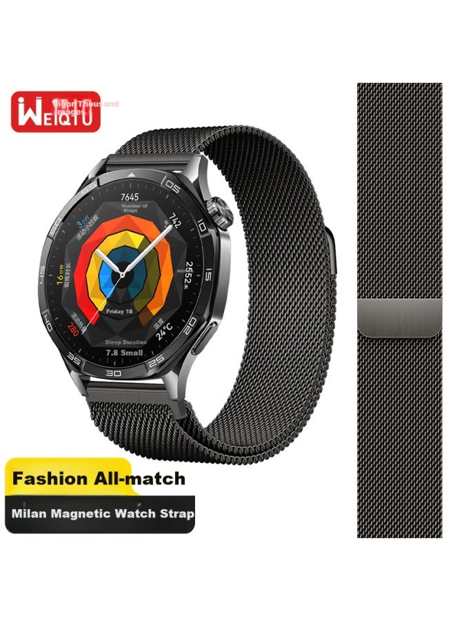 Wei Qiantu Wqtt Milanese Metal Watch Band For Huawei Watch Gt5/5 Pro/gt4/watch4/3/buds, Magnetic Adsorption - 46/48mm Dial - Image 1