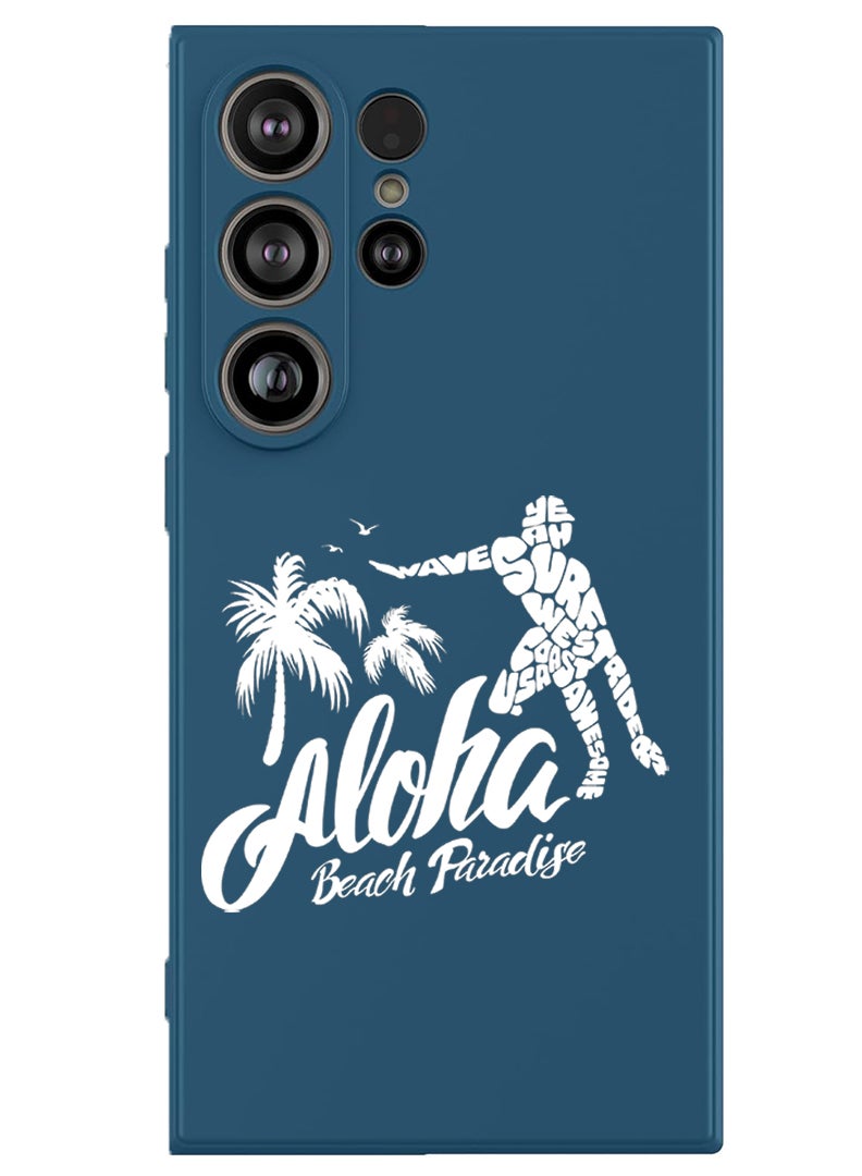 Theodor Protective Slim Fit Case Liquid Silicone Cover with Full Body Protection Anti-Scratch Shockproof Case For Samsung Galaxy S25 Ultra (Blue) - Aloha Beach Paradise White - Image 1