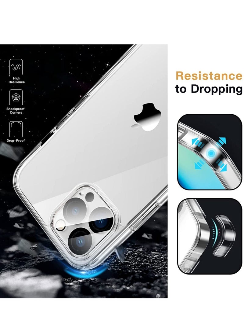 إيف [3 في 1] حافظة لهاتف iPhone 12 Pro Max مقاس 6.7 بوصة، مع واقي شاشة مكون من قطعتين وواقي عدسة الكاميرا غير أصفر مقاوم للصدمات غطاء هاتف تغطية كاملة طبقة زجاجية مقسى (شفاف) - Image 3