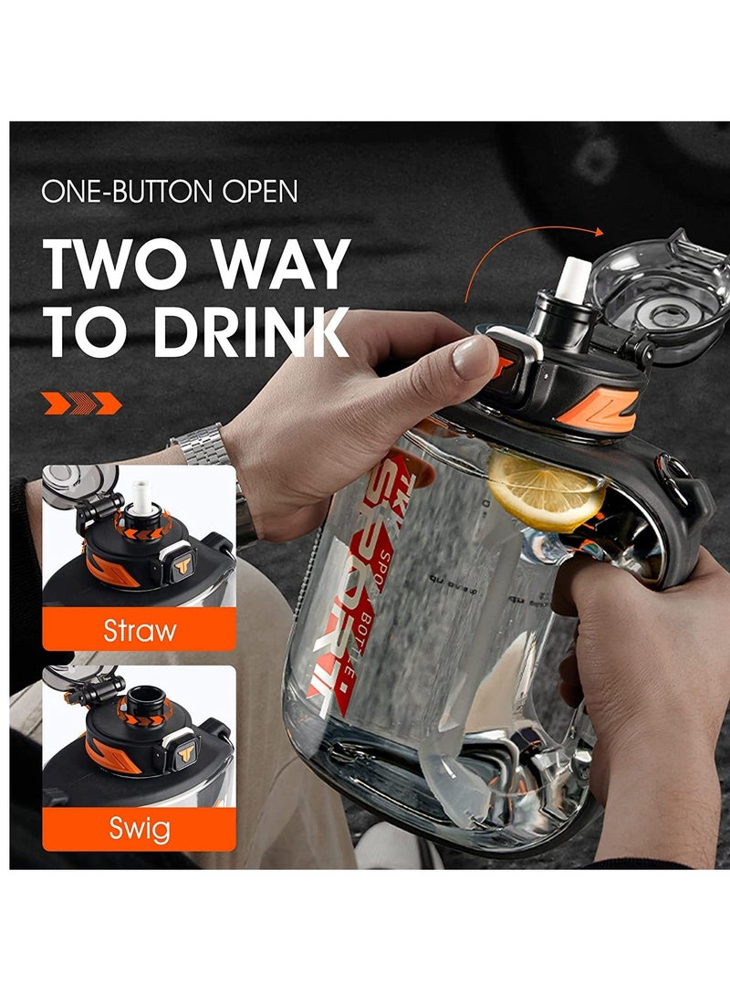 NIBEMINENT زجاجة ماء مع مقبض سعة نصف جالون كبيرة مع قشة للياقة البدنية وصالة الألعاب الرياضية والرياضات الخارجية مقاومة للتسرب خالية من BPA 67 أونصة - Image 5