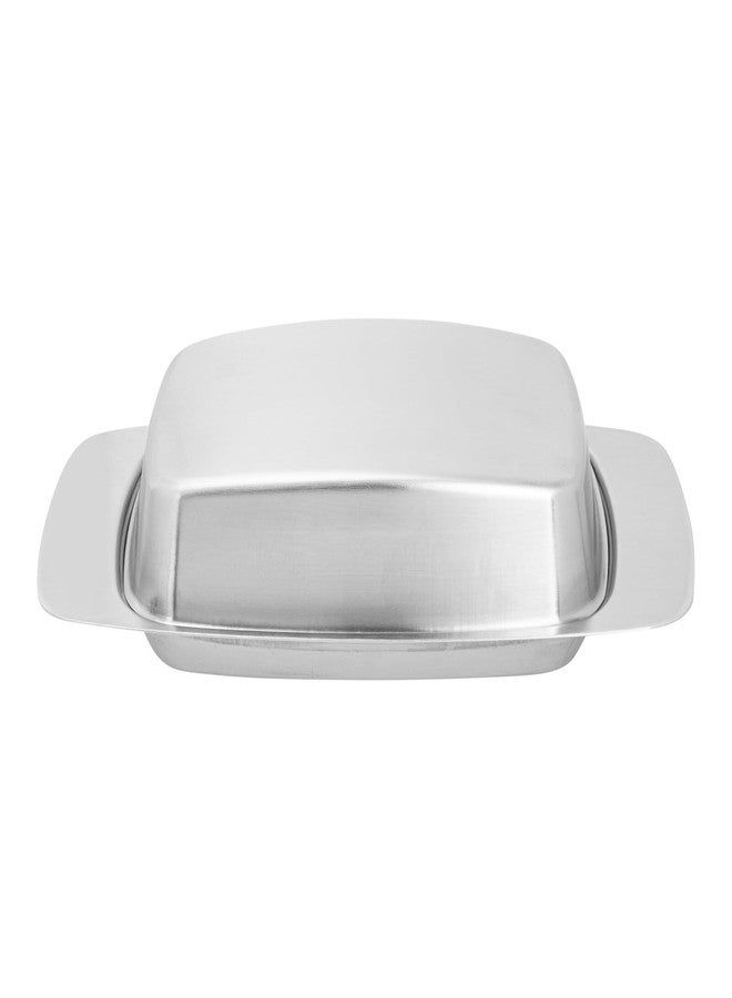 PACKOVE طبق زبدة من الفولاذ المقاوم للصدأ من باكوف مع غطاء، أبعاده 6.88 × 4.13 × 1.77 بوصة، علبة زبدة مغطاة، طبق جبن، وعاء تقديم أنيق للمطبخ - Image 1