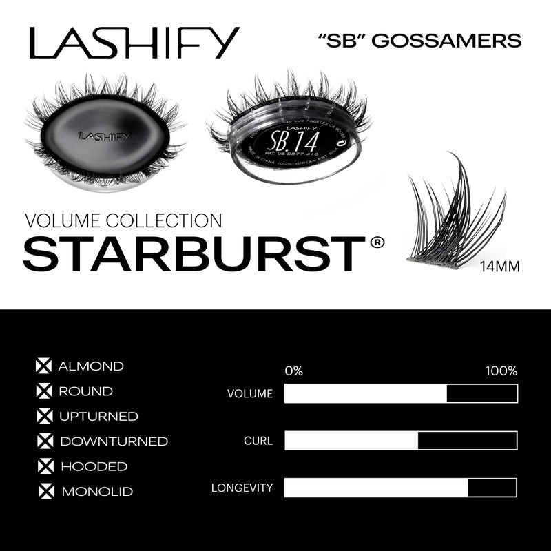 Lashify Star Burst 14mm Gossamer DIY Eyelash Extensions Refill, The Ultimate Multi-Length Multi Layered Lash, Black, Easy False Lashes - Image 3