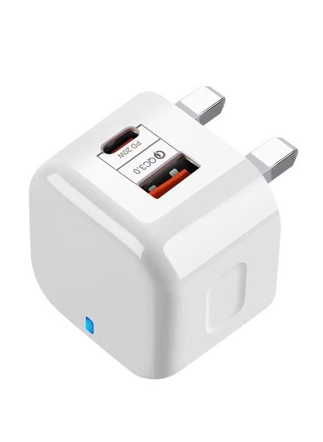 Generic - 20W USB C Fast Charger, Dual Port PD Power Delivery Fast Type C Charging Block Plug Adapter for iPhone 14/13/12/11 /Pro Max, XS/XR/X, iPad Pro, AirPods Pro, Samsung Galaxy and More(White) - Image 1
