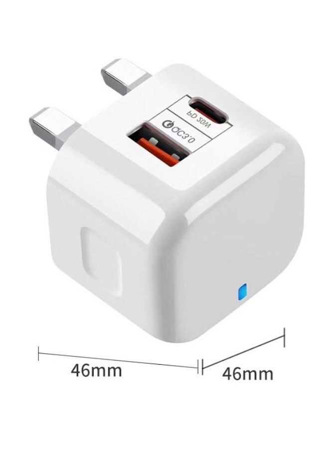 Generic - 20W USB C Fast Charger, Dual Port PD Power Delivery Fast Type C Charging Block Plug Adapter for iPhone 14/13/12/11 /Pro Max, XS/XR/X, iPad Pro, AirPods Pro, Samsung Galaxy and More(White) - Image 1
