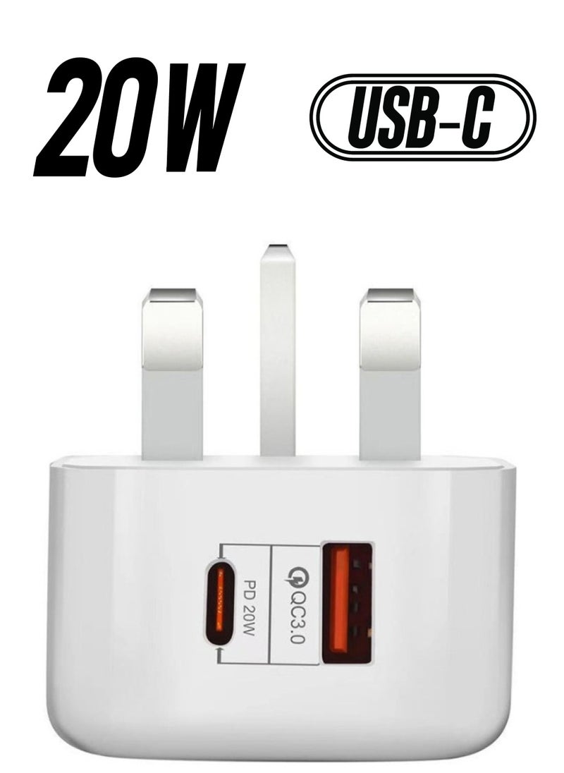 Generic - 20W USB C Fast Charger, Dual Port PD Power Delivery Fast Type C Charging Block Plug Adapter for iPhone 14/13/12/11 /Pro Max, XS/XR/X, iPad Pro, AirPods Pro, Samsung Galaxy and More(White) - Image 1