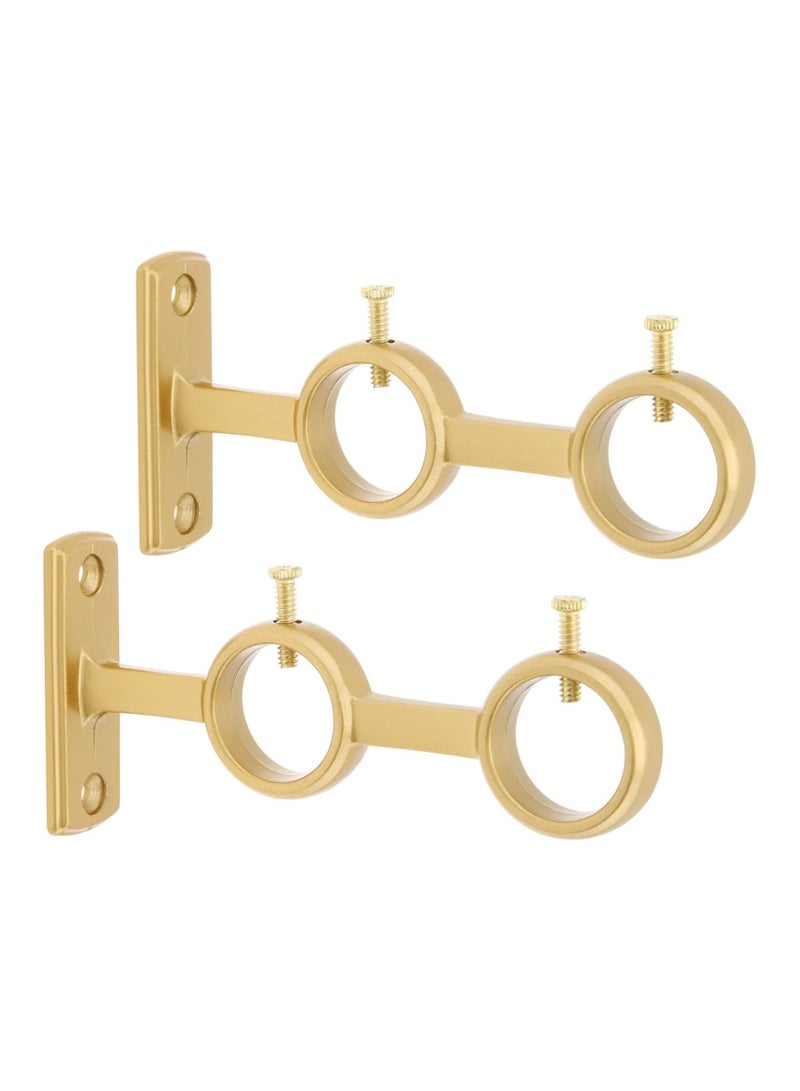 KASTWAVE 2 Pcs Double Curtain Rod Brackets, Durable Metal Curtain Rod Holders, Heavy Duty Curtain Rod Holder Wall Mounted Rod Holder, Unlimited Installation Angle for Living Room Bedroom Curtain Rods  - Image 1