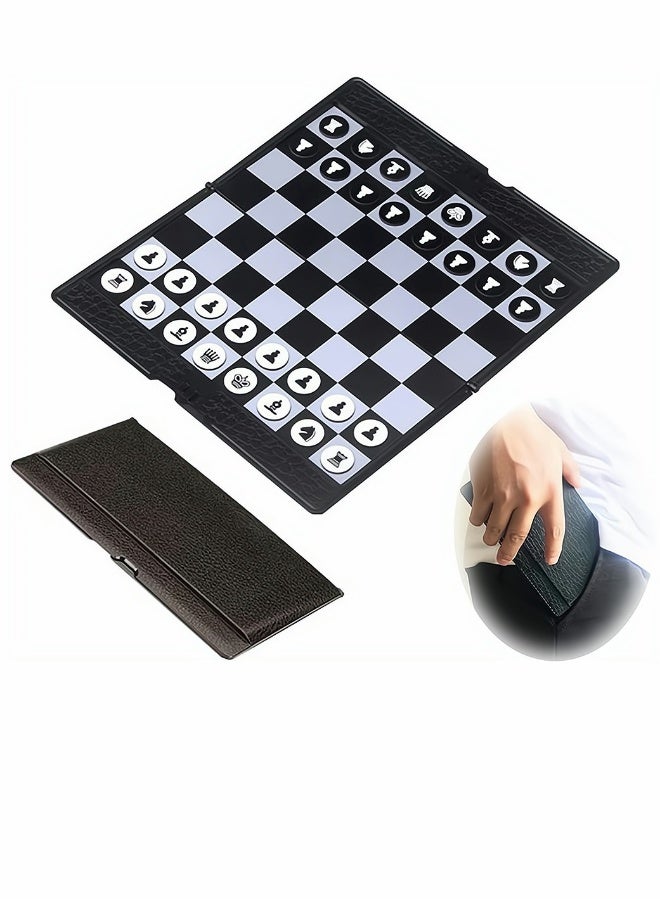 Chess Set, 7.9-Inch Mini Chess Wallet Set, Magnetic Travel Folding Chess Board Game, Black and White Pieces Board Games, Educational Toys for Kids and Adults, 1 Pcs  - Image 1