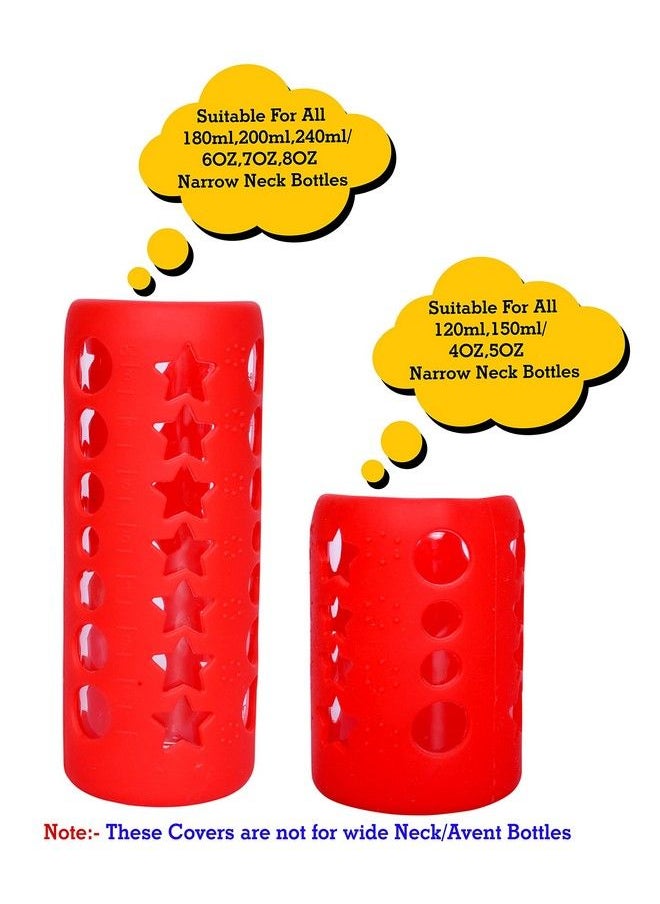 The Little Lookers Baby Feeding Bottle Silicone Warmer Cover Sleeve Holder Insulated Protection For Newborns Infants Babies (Red 120 Ml & 240 Ml)  - Image 3