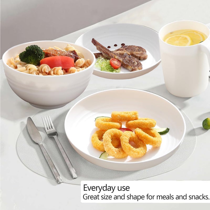 Kyraton Plastic Dinnerware Sets of 32 Pieces, Unbreakable And Reusable Light Weight Plates Mugs Bowls Dishes Easy to Carry And Clean Microwave Safe BPA Free Dishwasher Safe Service For 8 - Image 4