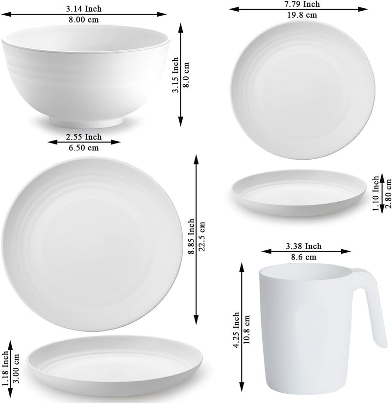 Kyraton Plastic Dinnerware Sets of 32 Pieces, Unbreakable And Reusable Light Weight Plates Mugs Bowls Dishes Easy to Carry And Clean Microwave Safe BPA Free Dishwasher Safe Service For 8 - Image 2
