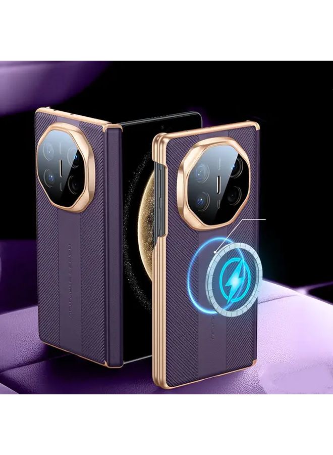 غطاء كامل من القماش المتين باللون الأرجواني لهاتف Huawei Mate X6 مع خاصية المغناطيس - Image 3