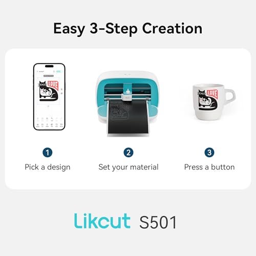 Likcut Vinyl Cutter Machine AI Smart Sticker Maker S501 for DIY Joy AI Image Generation Portable Sticker Cutter for Crafting Beginner for Home School Decor Custom Stickers Crafts for Adults - Image 3