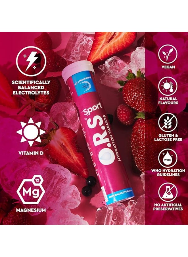 O.R.S Sport Hydration Tablets with Electrolytes, Vegan, Gluten & Lactose Free Formula – Soluble Oral Rehydration Tablets with Natural Mixed Berry Flavour, Low Calorie, Adult & Children, 20 Tablets Pack of 2 - Image 2