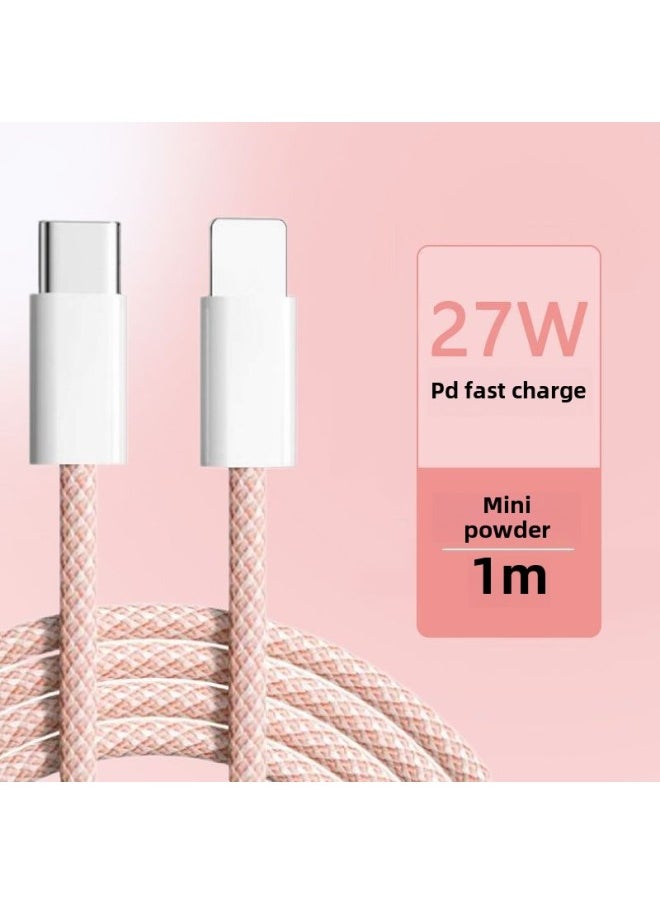 Generic For iphone Braided Pd Fast Charging Line For Apple 5-14 Series Charging Line Typec Charging Line 27W Data Line-Colour:No Net Tail【 1m 】-Model:Braided Type-c Fast Charging For Apple Pd [girl Pink]  - Image 1