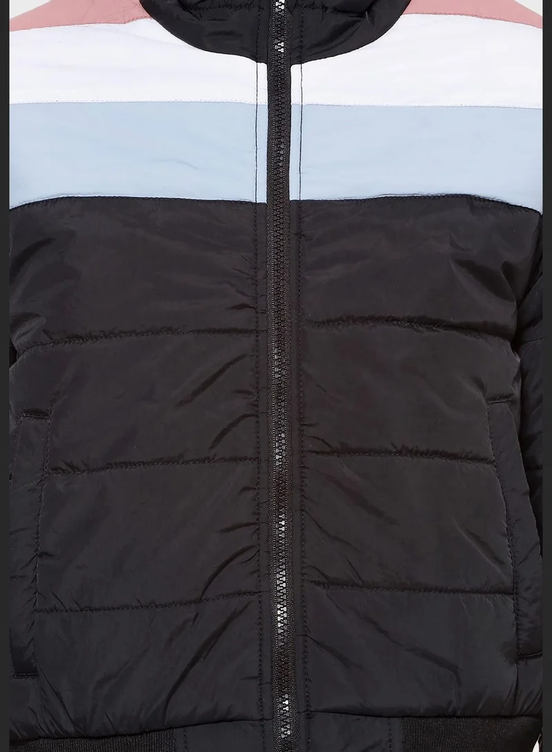 Campus Sutra High Neck Quilted Jacket