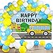 Charnoel School Bus Birthday Party Decorations Theme Happy Backdrop Banner 92 Pieces Blue Yellow White Balloon Kit for Kids Boys Girls Back to Supplies - Image 3
