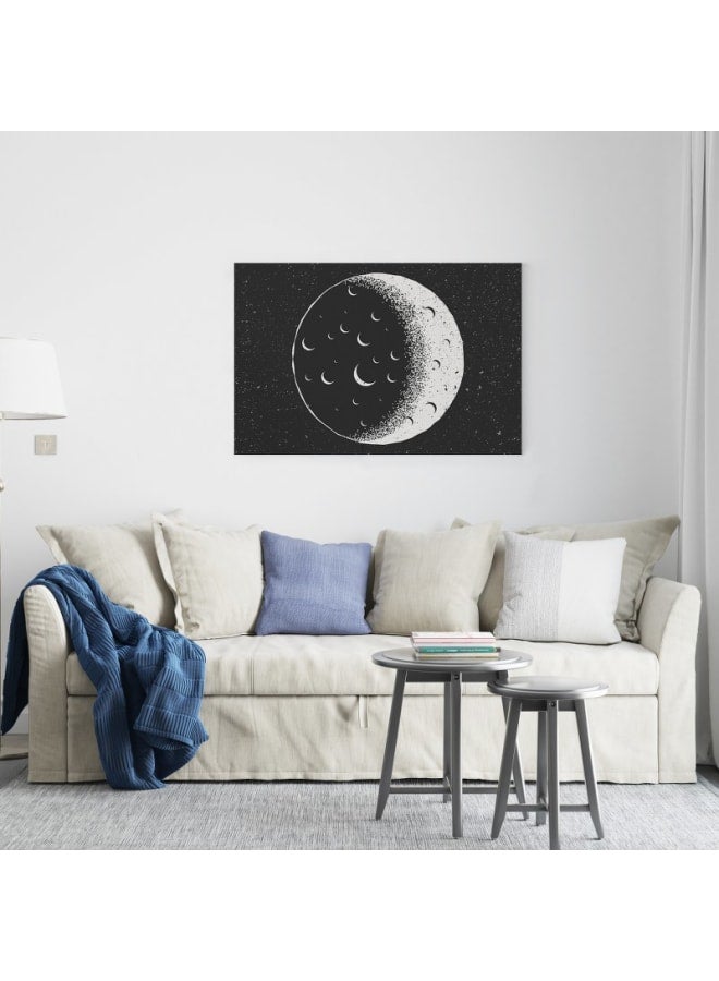 Home Gallery Full Moon Black And White Nighttime Printed Canvas wall art 120x80 - Image 4