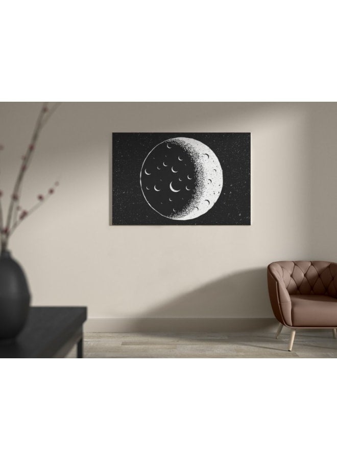 Home Gallery Full Moon Black And White Nighttime Printed Canvas wall art 120x80 - Image 2
