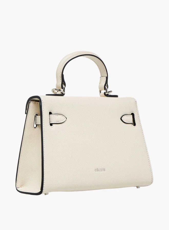 Celeste Solid Satchel Bag with Detachable Strap and Twist Lock Closure