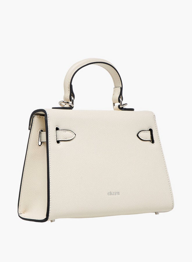 Celeste Solid Satchel Bag with Detachable Strap and Twist Lock Closure  - Image 4