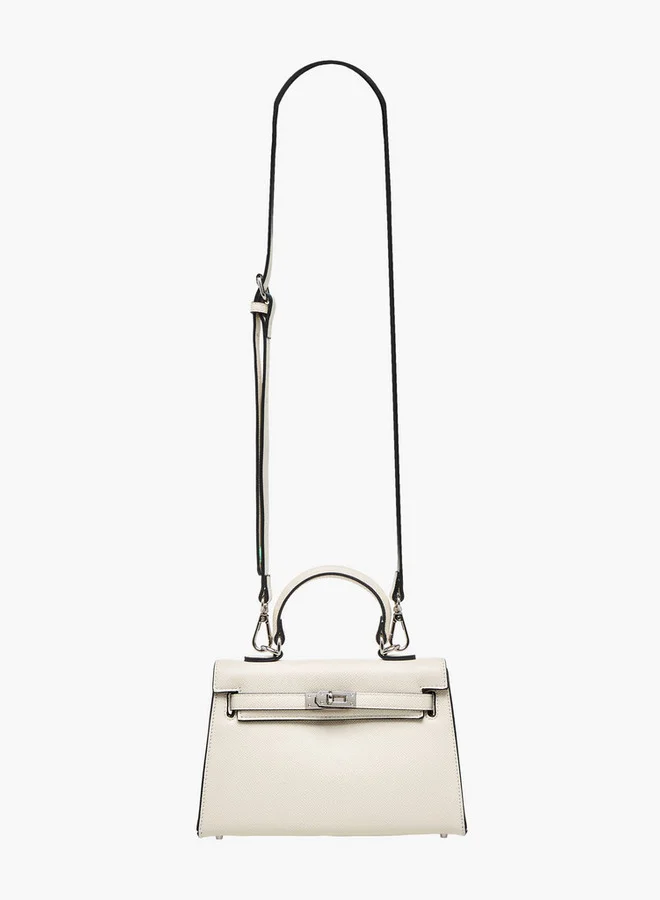 Celeste Solid Satchel Bag with Detachable Strap and Twist Lock Closure