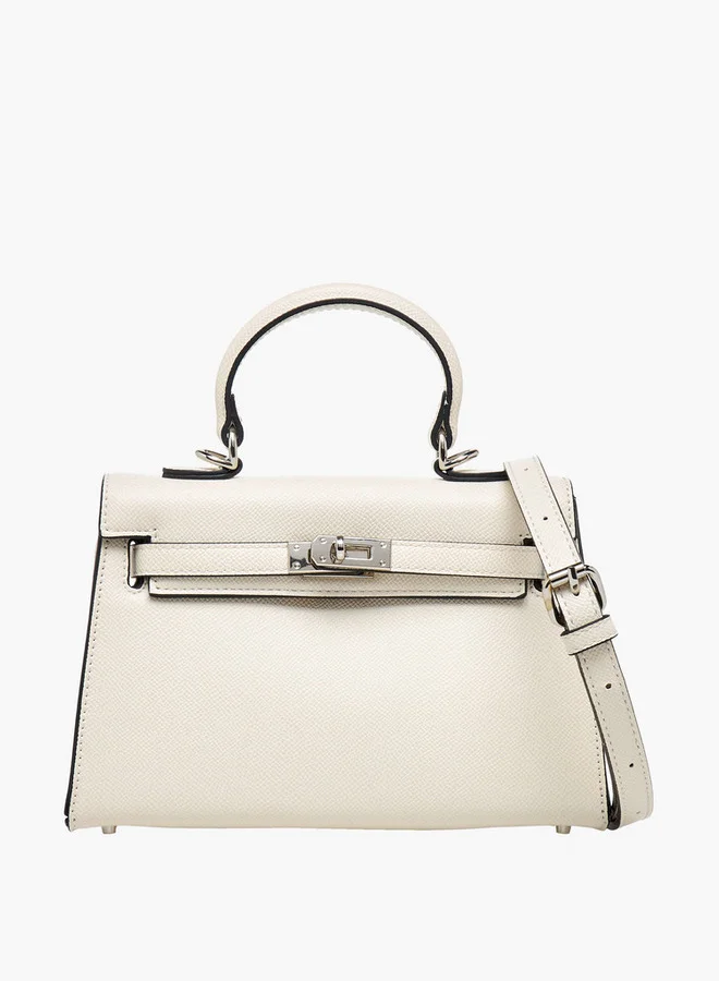 Celeste Solid Satchel Bag with Detachable Strap and Twist Lock Closure