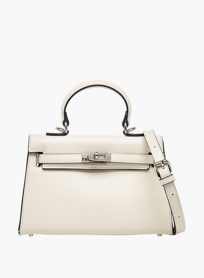 Celeste Solid Satchel Bag with Detachable Strap and Twist Lock Closure  - Image 1